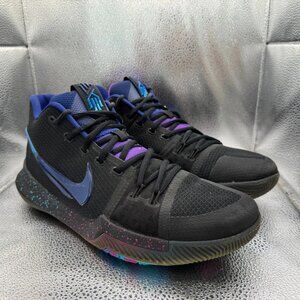 Size 10.5 Nike Mens Kyrie 3 Flip the Switch Black Deep Blue Sneakers 852395-003